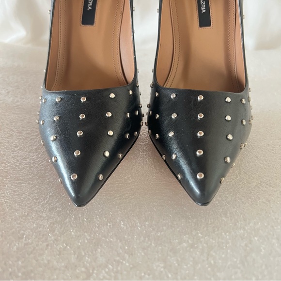 BCBGMAXAZRIA Nova-Stud Black Rocker Leather High Stileto Heel Sz 9 - Picture 4 of 8